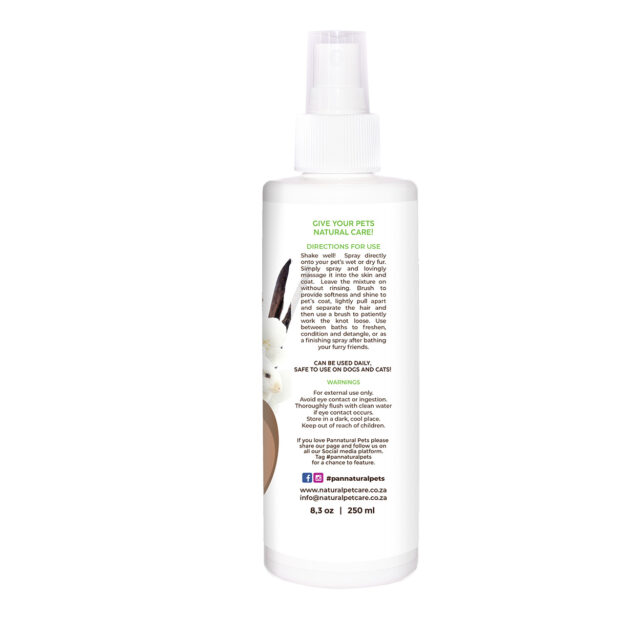 Natural Pet Spray Detangler Perfume Dry Fur Vanilla Pannatural Pets