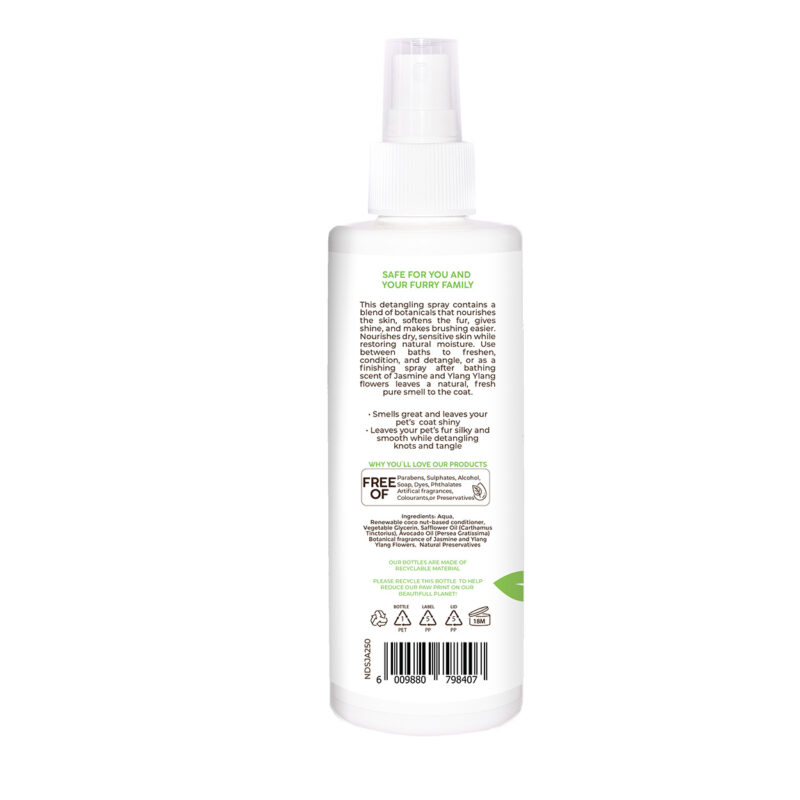Natural Pet Spray Detangler Perfume Fluffy and Bright Jasmine Pannatural Pets