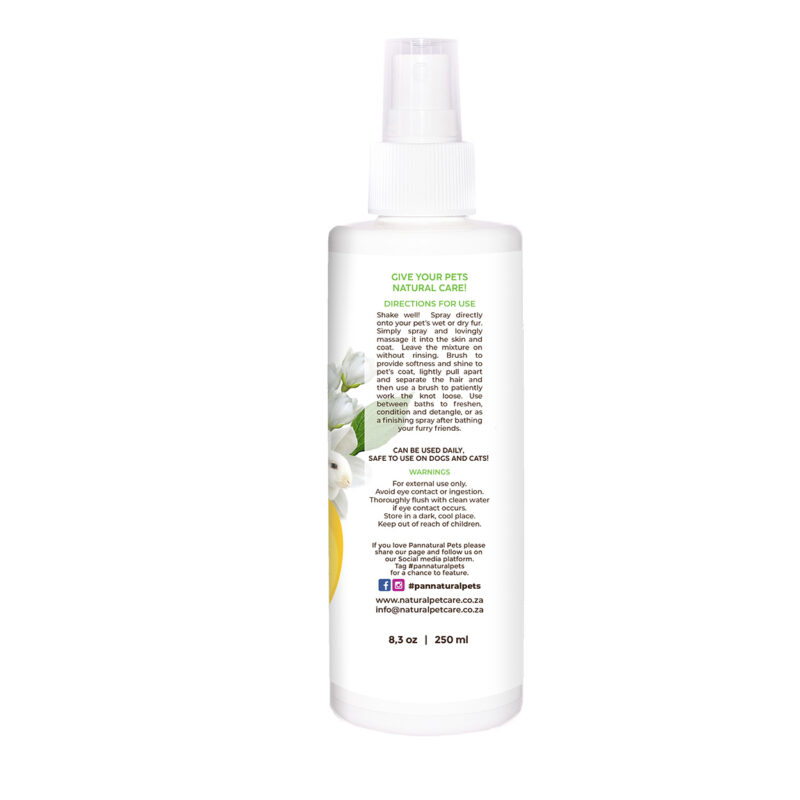 Natural Pet Spray Detangler Perfume Fluffy and Bright Jasmine Pannatural Pets