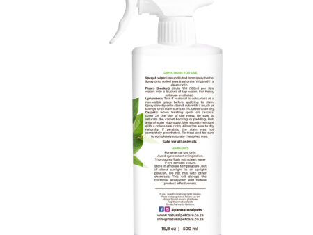Pannatural Pets Natural stain and Odour Eliminator Spray Probiotics Htpo Allergenic Non Fragranced