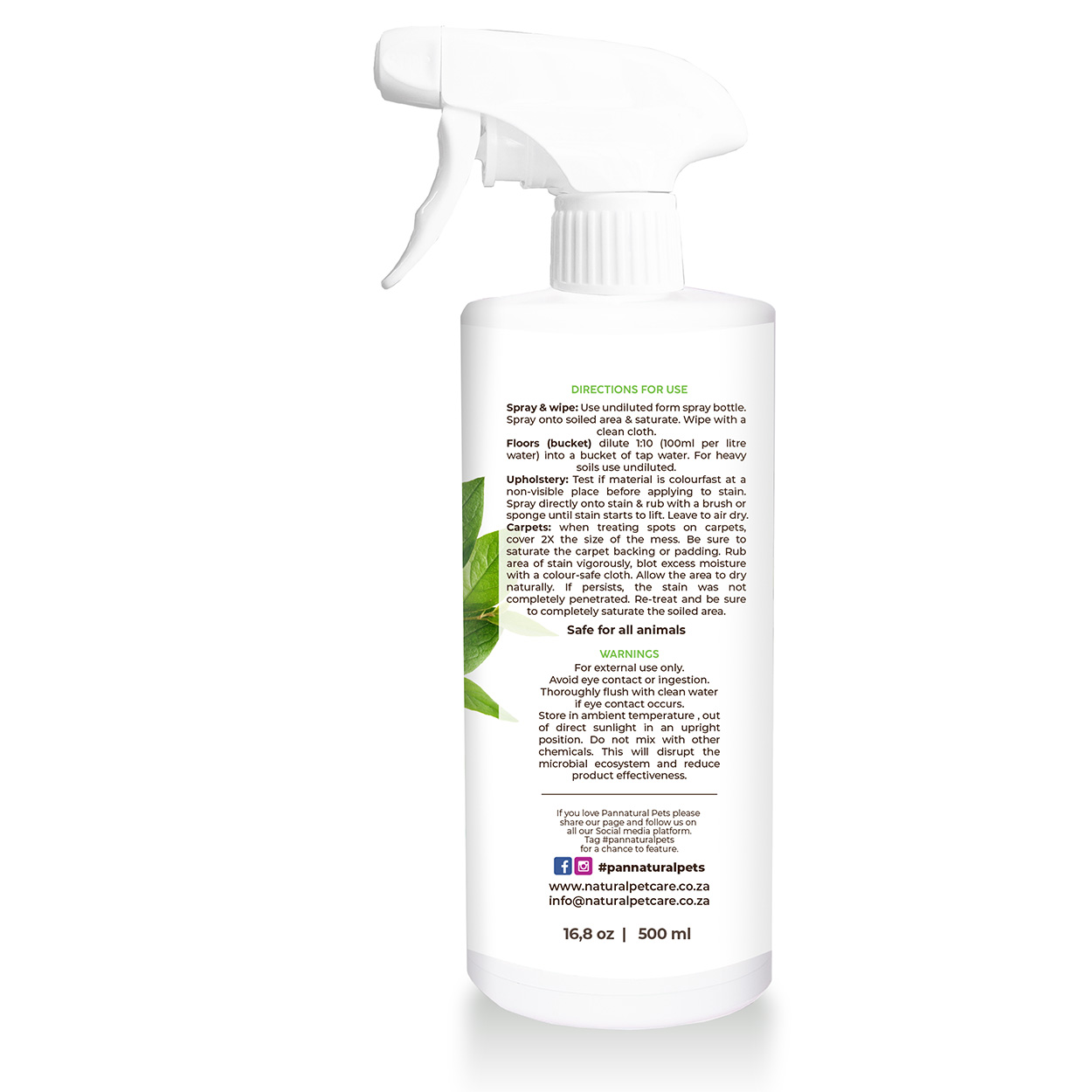 Pannatural Pets Natural stain and Odour Eliminator Spray Probiotics Htpo Allergenic Non Fragranced